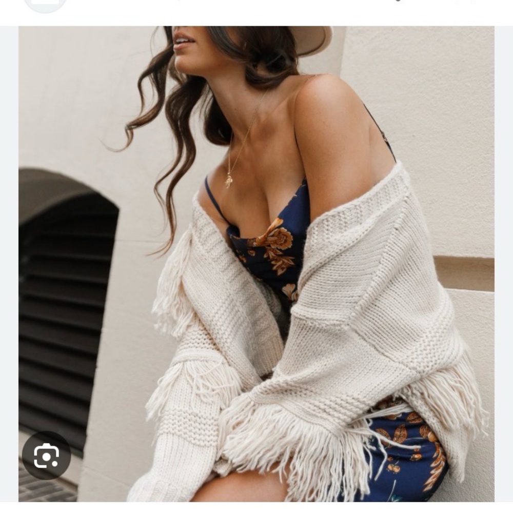Papermoon Cream Fringed Poncho